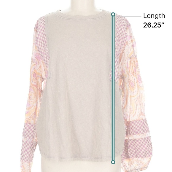 Women's Beige and Pink Patchwork Top - Picture 3 of 3